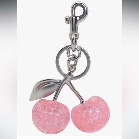 Pink Cherry sparkle bag charm Keychain Accessory for your coach bag - Picture 1 of 1